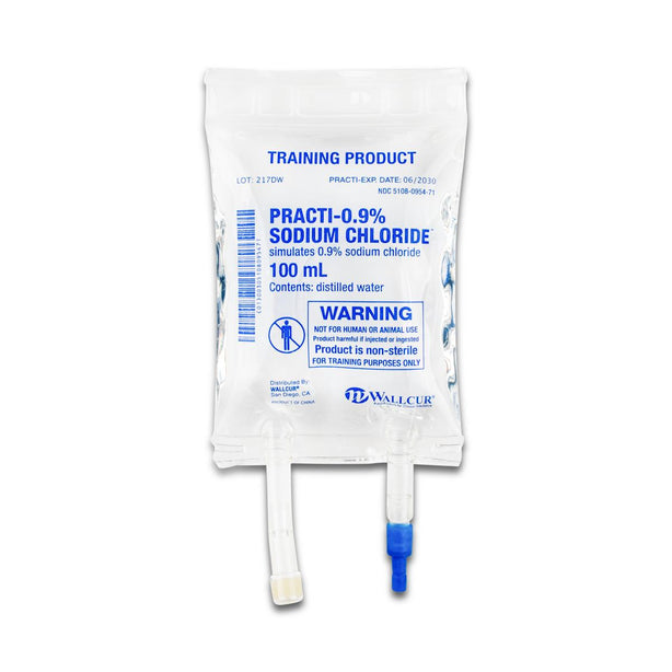 WALLCUR Practi-0.9% Sodium Chloride IV Solution Bag for Clinical Training 217DW 1 Each - MDL-WLL217DW