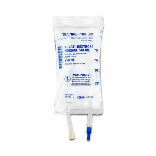 Wallcur Practi-Dextrose Normal Saline IV Solution Bags for Training 281DN 1.0 Each-MDL-WLL281DN