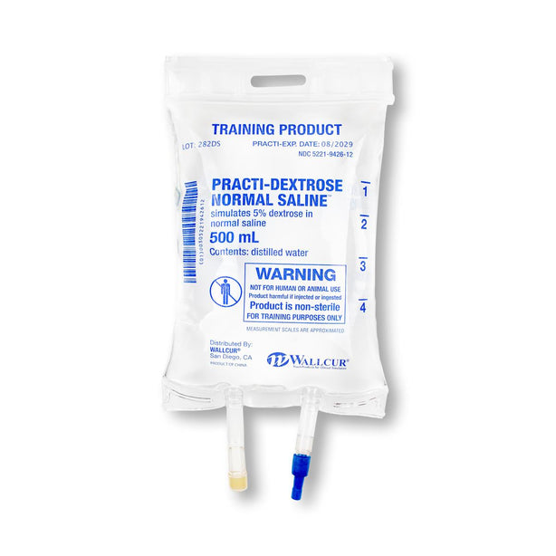Wallcur Practi-Dextrose Normal Saline IV Solution Bags for Training 282DS 1.0 Each-MDL-WLL282DS