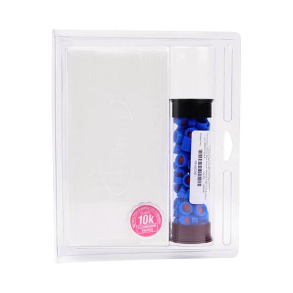 Dwk Life Sciences Wheaton Glass Inserts 12 x 32 mm Screw Thread Clear Vial with 9 mm Blue Cap with FEP / Natural Rubber Septa, No Patch - WTS091020B