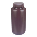 Dwk Life Sciences Wheaton Natural Color Starlin Wide-Mouth Round HDPE Plastic Bottle with Attached Cap and No-Drip Pour Lip, Amber, 1,000 mL - WTS209630
