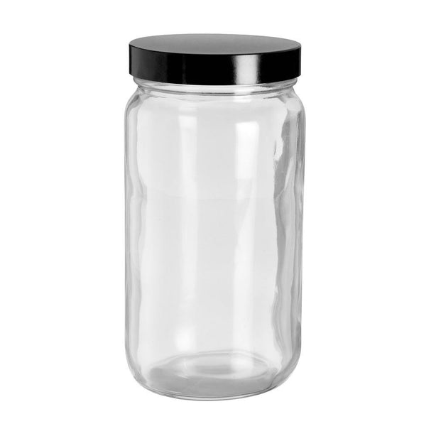 Dwk Life Sciences Wheaton 3 USP Type III Safety Coated Bottle with Pulp-Vinyl-Lined Black Phenolic Cap, Clear, 70-400 Thread, 16 oz. - WTS216629