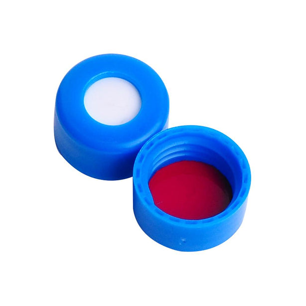 DWK Wheaton Glass Top Vial W225332-0204 ABC Polypropylene Screw Caps with Red PTFE and White Silicone Liners, Blue - MDL-WTS22533202 - 1000 Each