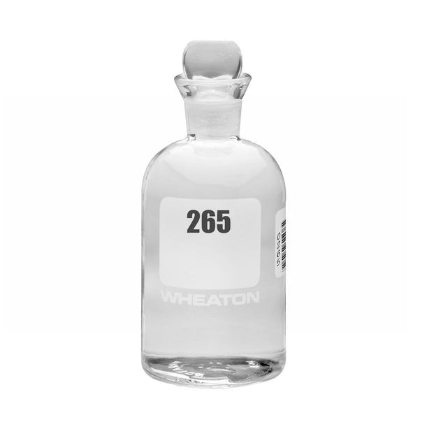 DWK Wheaton HeadStopper Glass BOD Bottle with Glass Pennyhead Stopper with Barcoding, Numbered 265-228,300 mL Capacity, 69 mm dia. x 165 mm H - 227497-12G - 24 Each