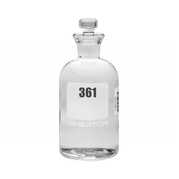 Wheaton BOD Clear Glass Bottle with Glass Robotic Stopper, 300 mL, Numbered 385-408 - 227497-17 - 24 Each