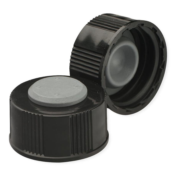 DWK Wheaton PP 240676-01 I-Loc Cap Polypropylene Screw Cap, Bromobutyl Stopper, 20-400 Cap Size, Black - MDL-WTS24067601 - 100 Each