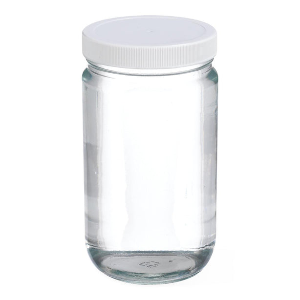 DWK Wheaton Sterile Type III Straight-Sided Glass Jars with PV Liner, Clear, 32 oz. - W216907 - 12 Each