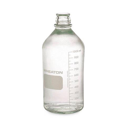 Dwk Life Sciences Wheaton with USP Type I Graduated Media Lab Bottle, No Cap, Clear, 1,000 mL - WTSW219440
