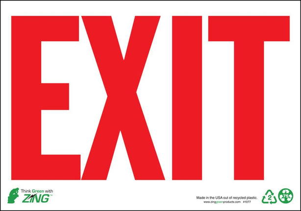 Zing Enterprises LLC Red on White Exit Signs 1077 - 1.0 Each