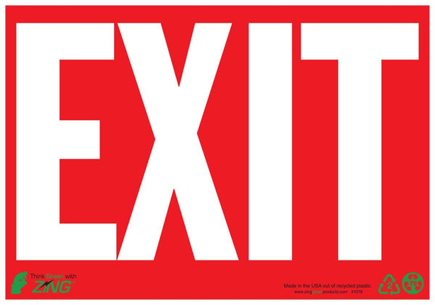 Zing Enterprises LLC White on Red Exit Signs 1078S - 1.0 Each