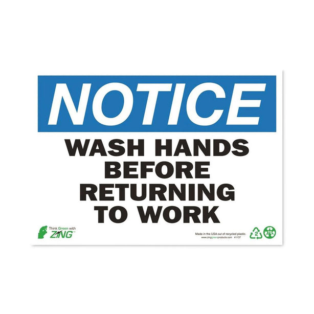 Zing Enterprises LLC Wash Hands Sign 1137 - 1.0 Each