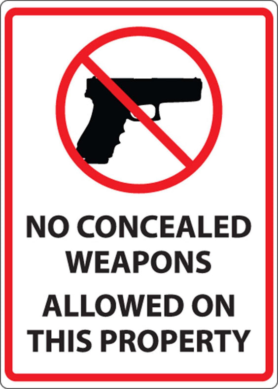 Zing Enterprises LLC No Concealed Weapons on Property Signs 1820S - 1.0 Each