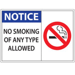 Zing Enterprises Labels Eco No Smoking Sign, Notice No Smoking Of Any Type Allowed, Window Decal, 7" W x 5" H - 1835D - 2 Each