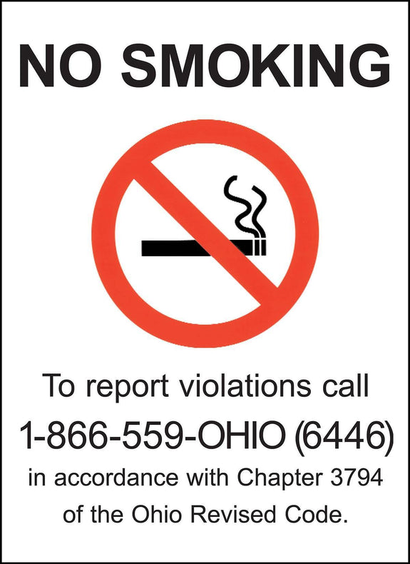 Ohio No Smoking Signs - 1858D - 2 Each - MDL-ZIG1858D