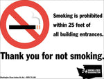 Zing Enterprises No Smoking State Sign, Washington, Window Decal, 7" W x 5" H - ZIG1866D