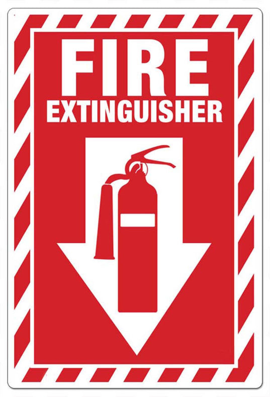 Zing Enterprises Fire Extinguisher Sign with Down Arrow and Graphics, Plastic, 10" x 7" - 1887 - 1 Each