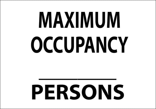 Zing Enterprises LLC Maximum Occupancy (Blank) Persons Signs 1906 - 1.0 Each