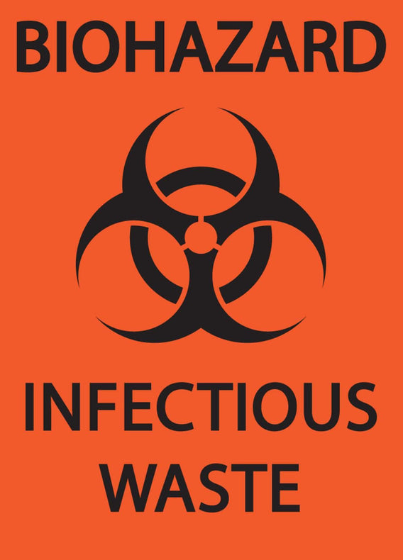 Zing Enterprises Biohazard Sign, Biohazard Infectious Waste, Labels, 3.5" W x 5" H - 1913S - 2 Each
