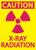 Zing Enterprises Radiation Safety Sign, Caution X-ray Radiation, Plastic, 7" W x 10" H - 1934 - 1 Each