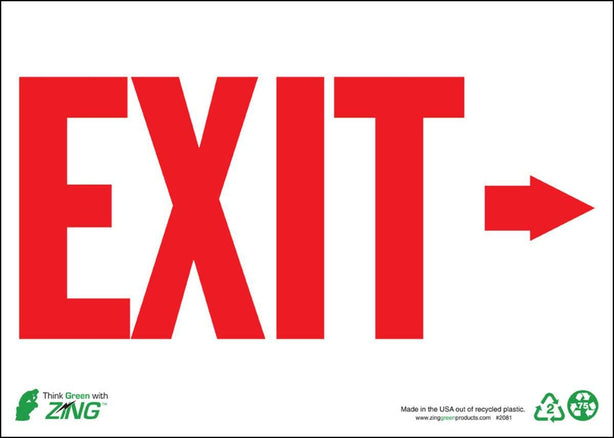 Zing Enterprises LLC Exit Right Arrow Signs 2081S - 1.0 Each