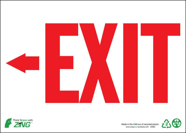 Zing Enterprises LLC Exit Left Arrow Signs 2082S - 1.0 Each