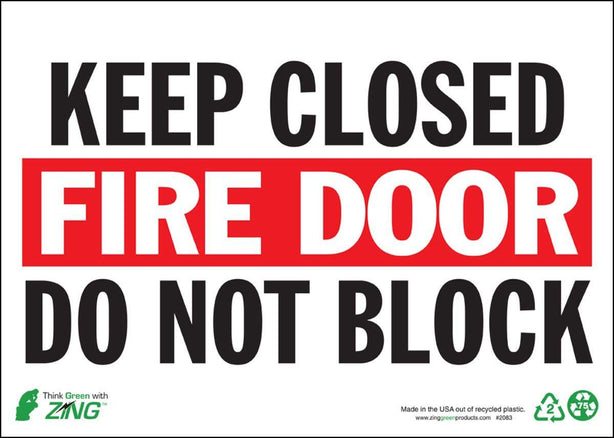 Zing Enterprises LLC Keep Fire Door Closed Signs - ZIG2083A