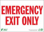 Zing Enterprises LLC Emergency Exit Only Signs 2084S - 1.0 Each