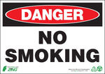 Zing Enterprises Eco Safety Sign, Danger No Smoking, Aluminum, 14" W x 10" H - 2109A - 1 Each