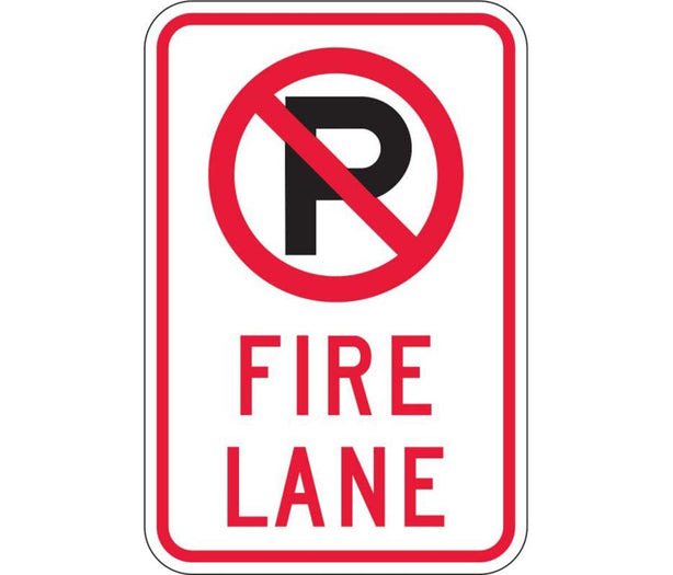 Zing Enterprises Eco Parking Sign, No Parking Icon Fire Lane, Aluminum, 12" W x 18" H - 2467 - 1 Each