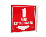 Zing Enterprises V and L Projecting Safety / Public Facility Sign, Fire Extinguisher, L-Shaped, Plastic, 2.5" W x 7" H x 7" D - ZIG2517