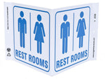 Zing Enterprises V and L Projecting Safety / Public Facility Sign, Restrooms, V-Shaped, Plastic, 12" W x 7" H x 5" D - ZIG2536