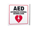 Zing Enterprises V and L Projecting Safety / Public Facility Sign, AED, L-Shaped, Plastic, 2.5" W x 7" H x 7" D - ZIG2563