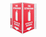 Zing Enterprises V and L Projecting Safety / Public Facility Sign, Fire Extinguisher Bilingual, V-Shaped, Plastic, 7" W x 11" H x 5" D - ZIG2614