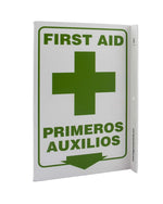 Zing Enterprises V and L Projecting Safety / Public Facility Sign, First Aid Bilingual, L-Shaped, Plastic, 2.5" W x 11" H x 8" D - ZIG2621