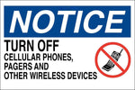 Zing Enterprises No Cell or Eco Security Sign, Notice Turn Off Cellular Phones, Pagers And Other Wireless Devices, Aluminum, 14" W x 10" H - 2753 - 1 Each