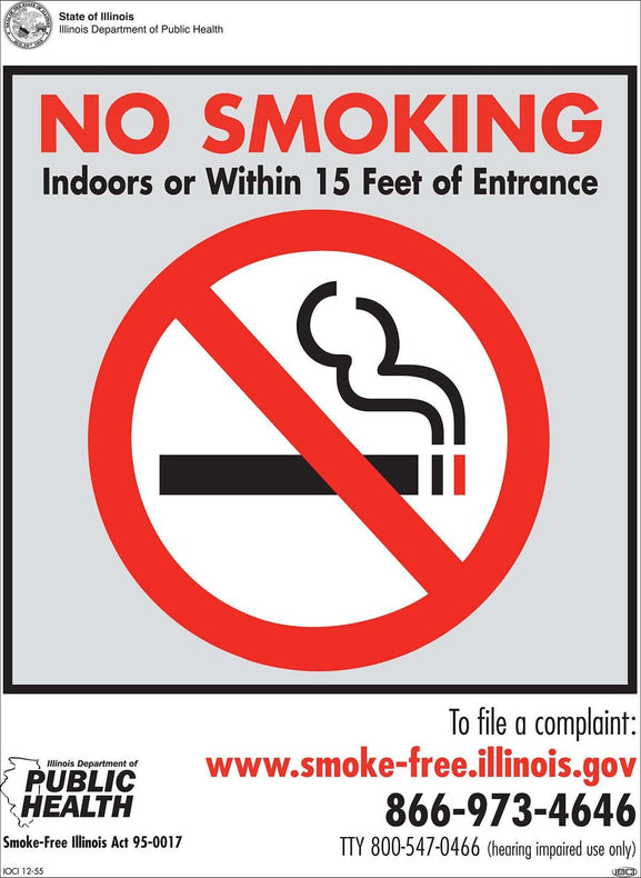 Zing Enterprises LLC Illinois No Smoking Signs 2850 - 1.0 Each