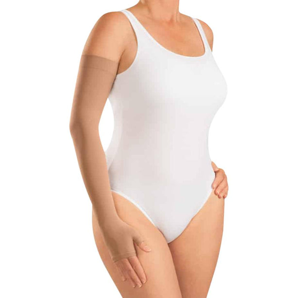 Harmony Arm Sleeve, 30-40 mmHg of Compression, Gauntlet Combo, Silicone Top Band, Carmel Color, Size VI, Mediven - 2Z11706